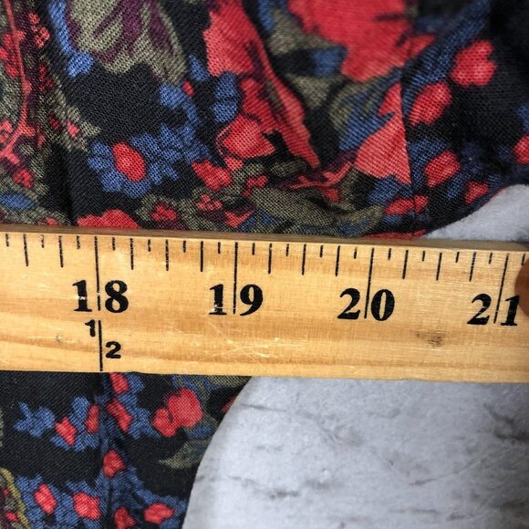 VINTAGE David Warren Dress Womens 12 Black Floral Paisley Made USA Back Zip 80s - Picture 3 of 16